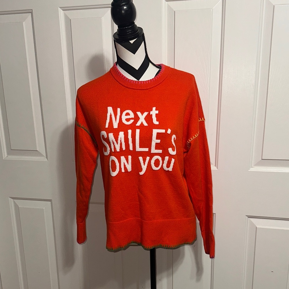 XO KR Kerri Rosenthal Orange Next Smiles On You Sweater